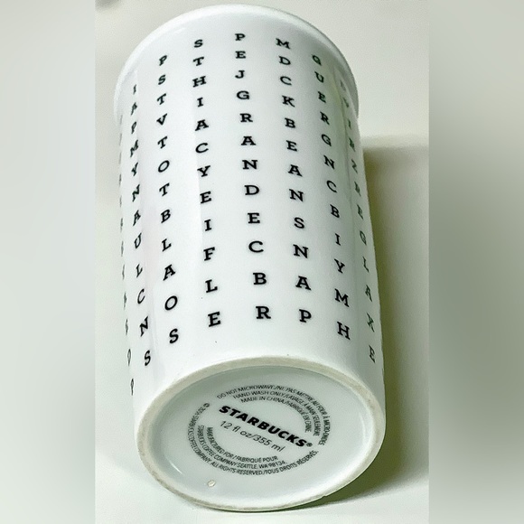 2016 Limited Edition 12 oz STARBUCKS COFFEE Word Search Eye Chart Travel Mug - Picture 4 of 16